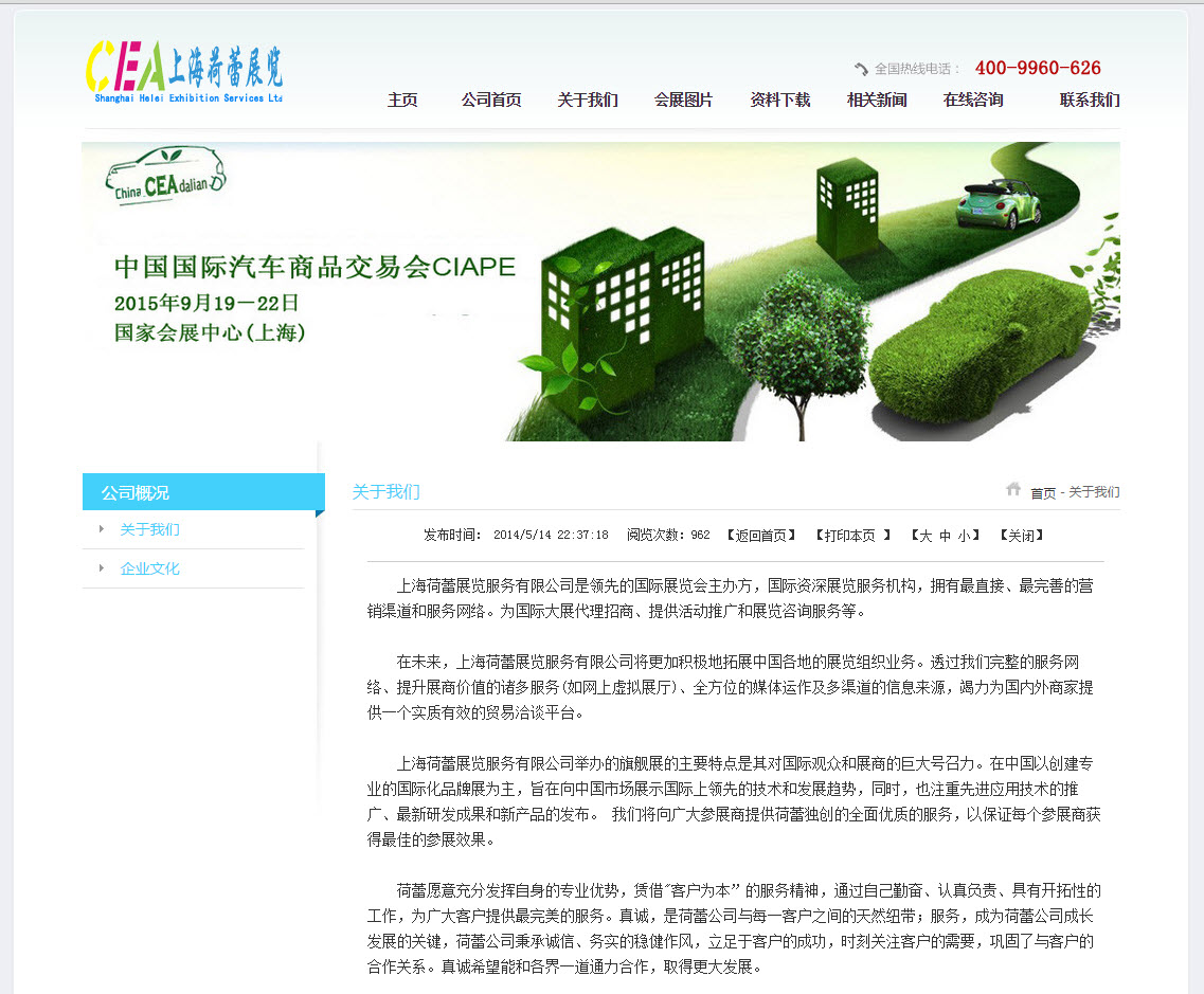 上海网站设计案例：上海荷蕾展览服务有限公司